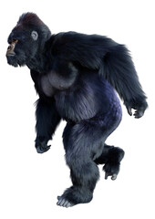 3D Rendering Black Gorilla Ape on White