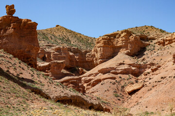 The natural unusual landscape of the Red Canyon of unusual beauty is similar to the Martian landscape, the Charyn Canyon