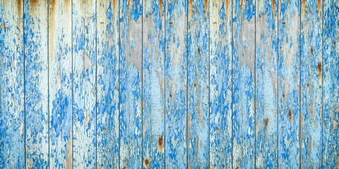 Fototapeta na wymiar Old blue wood texture background banner