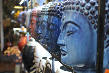 detailed statue head in a porcelain shop