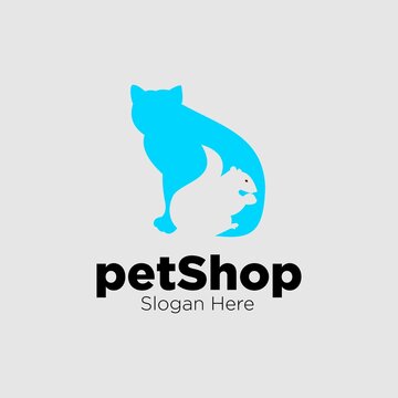 cat and squirrel logo image for the best pet shop business venture, animal template image icon symbol