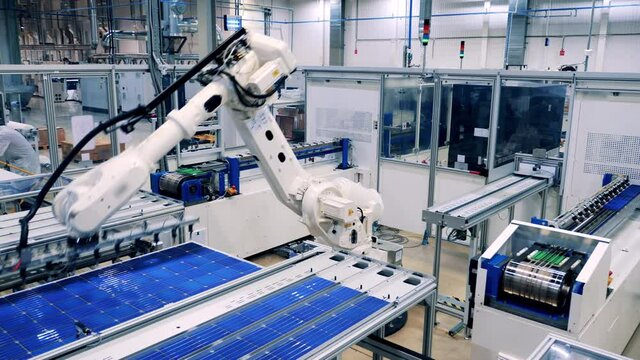 Robotic machine is relocating solar modules