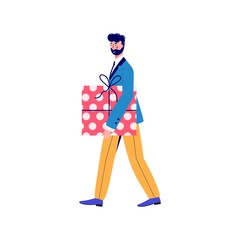 Seasonal discount website sale banner with people holding shopping bag. Promotion of online store loyalty program, bonus, reward, discount card, coupon or voucher. Modern flat vector for advertisement