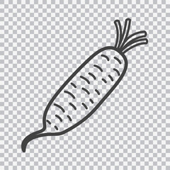 Daikon line icon. Vector isolated on transparent background.
