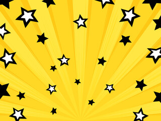 放射状に広がる星の背景イラスト_集中線_アメコミ風_黄色