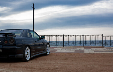 Sports car coupe Nissan Skyline black