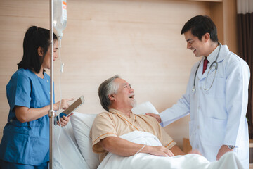 Obraz premium medical activity in hospital, professional doctor person talking with team or patient together