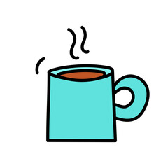 Hand drawn doodle coffee cup vector drink illustration symbol. Espresso cafe sketch art breakfast drawing. Vintage mug icon beverage sign outline element isolated white. Vignetting cartoon draw