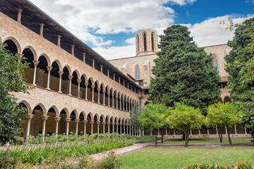 Fototapeta premium Exterior of the Monastery of Santa María de Pedralbes. The Royal Monastery of Santa María de Pedralbes is a set of Gothic-style monuments located in the city of Barcelona, catalonia, spain