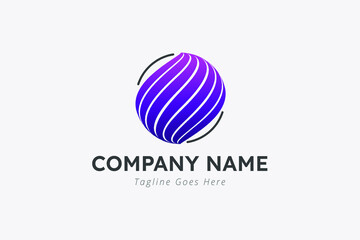 Communication Logo Template for Company or Any Business with Globe Illustration