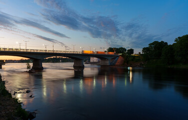 Bridge over the Narva River on the border between Estonia and Russia.