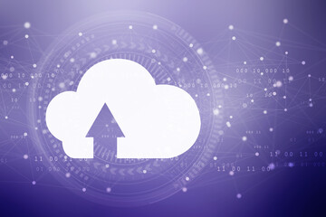 2d illustration Cloud with uploading arrow 
