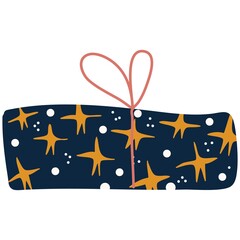 Christmas surprise present, doodle illustration of a gift with ribbon, birthday present, shop sale holiday event vector