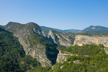 Fototapeta na wymiar The peaks of the Gorges du Verdon in Europe, France, Provence Alpes Cote dAzur, Var, in summer, on a sunny day.
