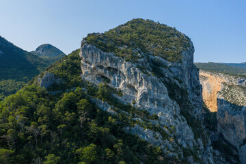 The Gorges du Verdon and their typical rocks in Europe, in France, Provence Alpes Cote dAzur, in...