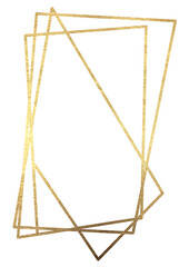 Gold frame. Sample. Empty frame made of gold. Substitute your text. Isolated element on white background