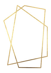 Gold frame. Sample. Empty frame made of gold. Substitute your text. Isolated element on white background