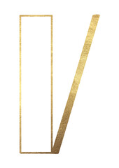 Alphabet. The letters are gold. Letter V Latin Alphabet. English. Uppercase letters. Beautiful letters for the beginning of the page