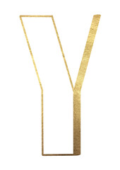 Alphabet. The letters are gold. Letter Y Latin Alphabet. English. Uppercase letters. Beautiful letters for the beginning of the page