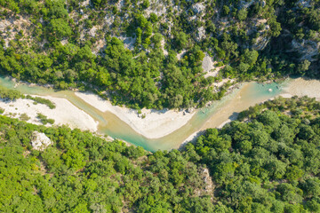 The Verdon river flows through the mountains and forests in Europe, France, Provence Alpes Cote...