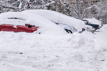 Cars after snowfall