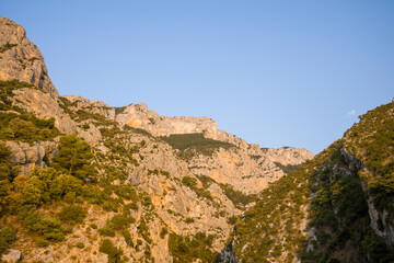 Fototapeta premium The Gorges du Verdon at sunset in Europe, France, Provence Alpes Cote dAzur, Var, in summer.