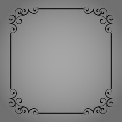 Decorative frame Elegant vector element for design in Eastern style, place for text. Floral black and gray border. Lace illustration for invitations and greeting cards