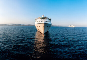 Cruise ship anchored at Akrotiri Bay. Cyprus