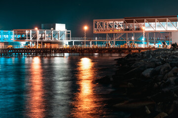 Fototapeta na wymiar Limassol old port at night. Cyprus