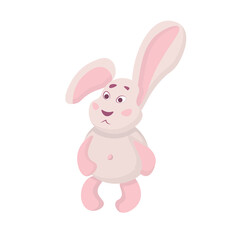 Obraz na płótnie Canvas Cute bunny toy, simple illustration in pastel colors, suitable for baby products.