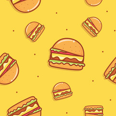 Seamless pattern cute hamburger