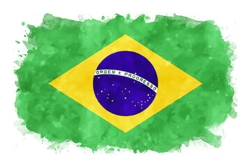 Brasil National Flag Watercolor Illustration