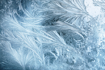 background of frozen ice texture on the window