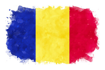 Romania National Flag Watercolor Illustration