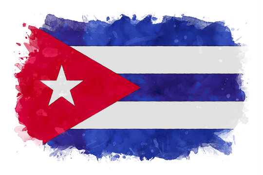 Cuba National Flag Watercolor Illustration