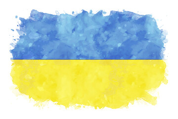 Ukraine National Flag Watercolor Illustration