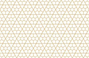 The geometric pattern with lines. Seamless vector background. White and gold texture. Graphic modern pattern. Simple lattice graphic design