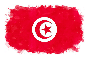 Tunisia National Flag Watercolor Illustration