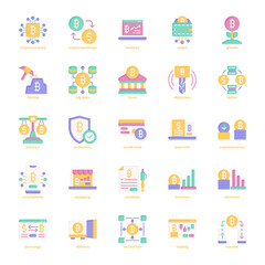 Cryptocurrency icon pack for your website design, logo, app, UI. Cryptocurrency icon flat design. Vector graphics illustration and editable stroke.