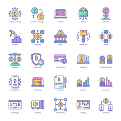 Cryptocurrency icon pack for your website design, logo, app, UI. Cryptocurrency icon outline design. Vector graphics illustration and editable stroke.