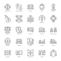 Cryptocurrency icon pack for your website design, logo, app, UI. Cryptocurrency icon outline design. Vector graphics illustration and editable stroke.