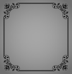 Decorative frame Elegant vector element for design in Eastern style, place for text. Floral black and gray border. Lace illustration for invitations and greeting cards