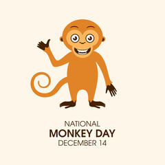 National Monkey Day vector. Happy cute monkey with thumb up icon vector. Monkey Day Poster, December 14. Important day