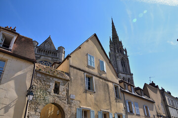 Cityscape of Chartres, France. A landscape with a cathedral. August 25, 2021.