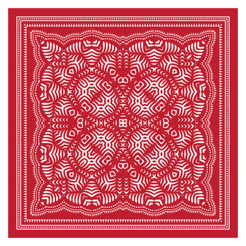 Bandana Shawl, Tablecloth Fabric Print, Silk Neck Scarf, Kerchief Design, Ornament Paisley, Square Pattern