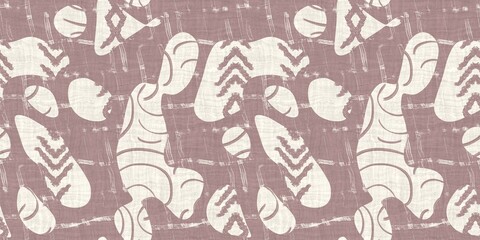 Fototapeta premium Seamless two tone hand drawn brushed effect pattern border swatch. High quality illustration. Collage of minimal drawings arranged in a seamless pattern with fabric texture overlay. Rough scribble.