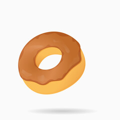 Naklejka premium Donut illustration with chocolate icing. Vector illustration. 