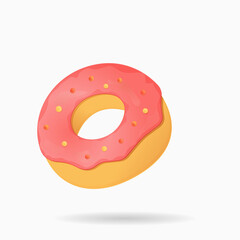 Donut illustration with fruit glaze. Vector illustration. 