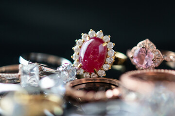 big red ruby ring with jewelry background
