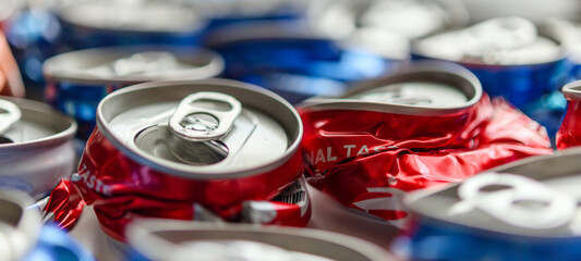 recycle aluminum metal crushed can waste background
